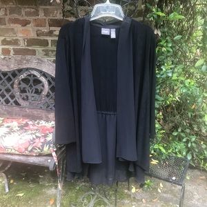 Chicos Travelers- BLACK OPEN FRONT DRESSY JACKET- Size 3 (XL)- NWOT